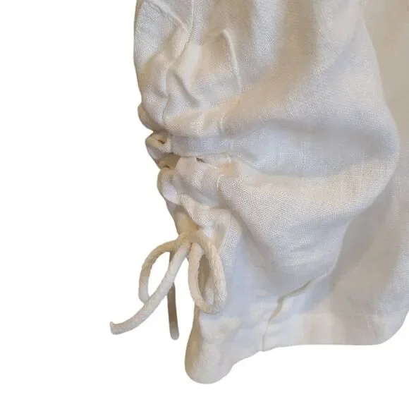 Ellamoda Linen Dress Women Medium White Oversized Pockets Lagenlook Button Front - Picture 5 of 7